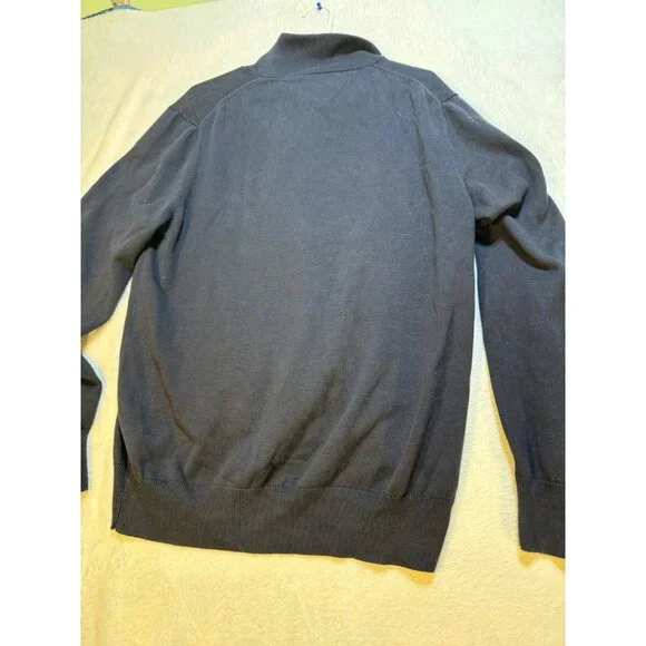 Tommy Hilfiger Sweater Mens Size Large Blue Casual 1/4 Zip Pullover Sweatshirt *